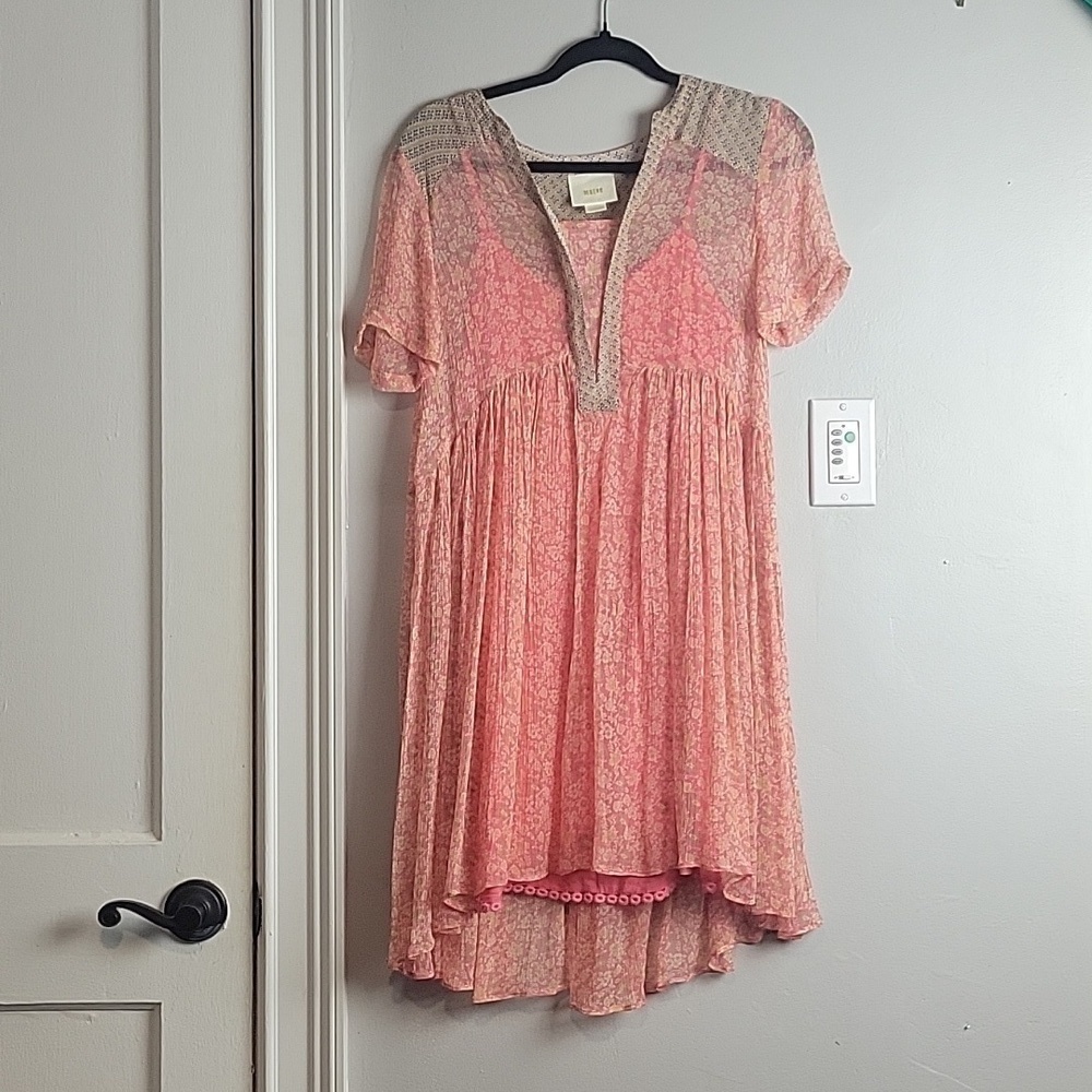 Anthropologie Maeve Pink Swing Dress-Size 2/ Slip is a 0